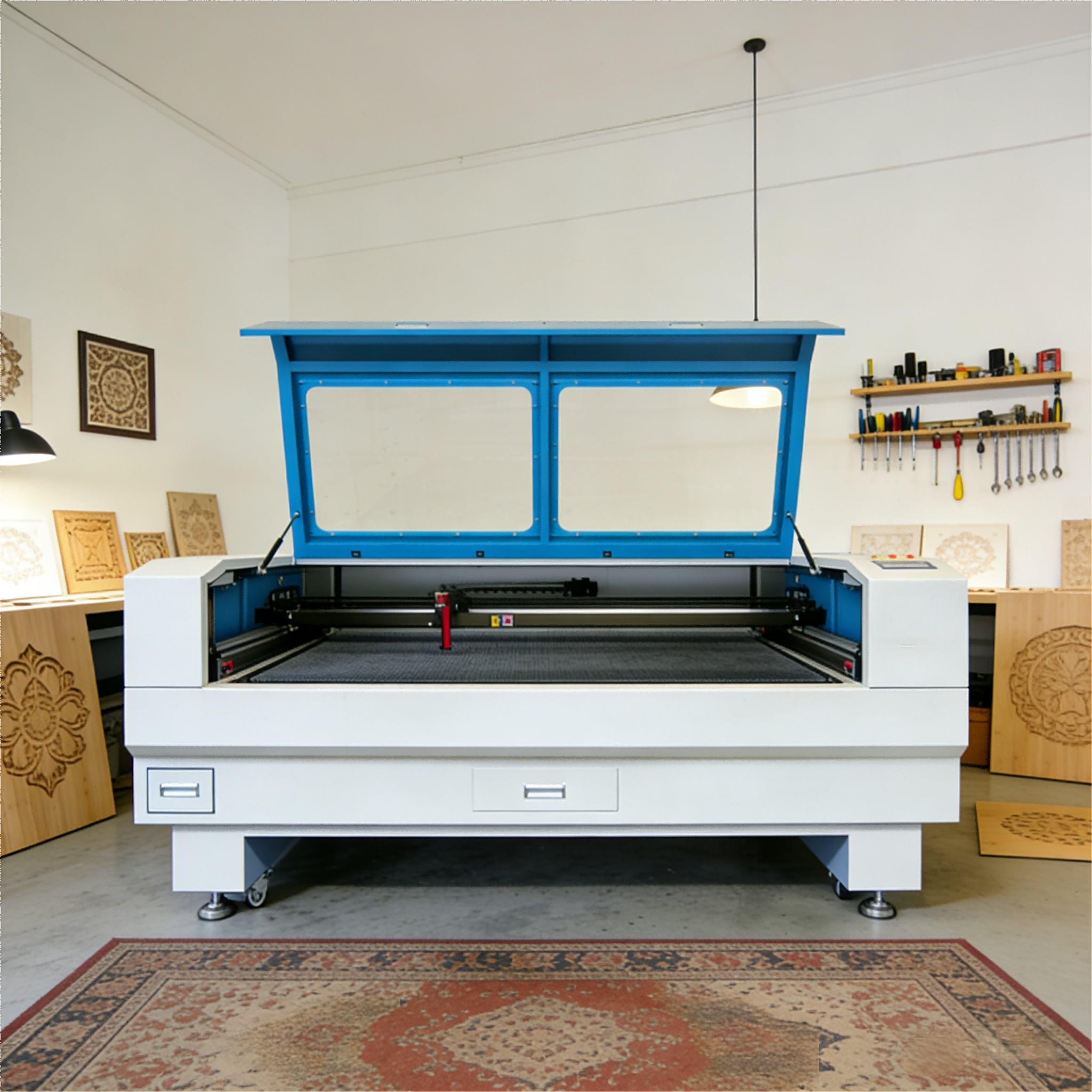 New 1810 CO2 Laser Cutting Machine CNC 3-Axis Metal Wood Acrylic Leather Rubber Glass Plastic Ruida Control AI/DXF/PLT/BMP