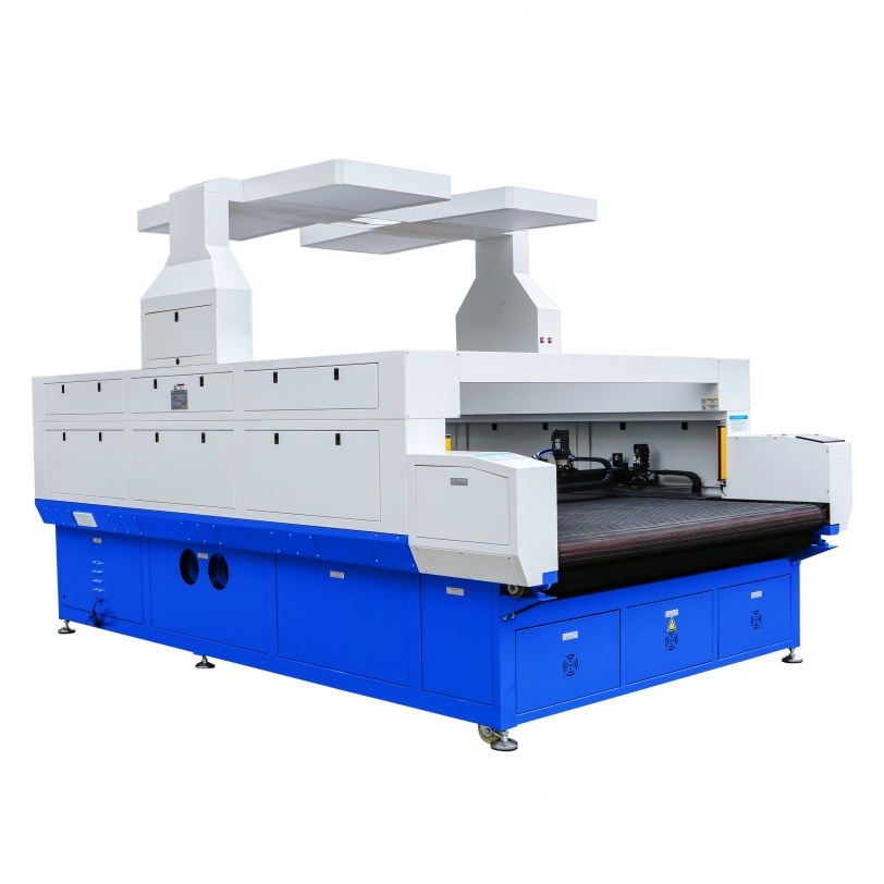 KC New Carbon Dioxide Big Version Fabrics Laser Cutting Machine 2 Laser Heads Water Cooling AI/BMP Support High Productivity
