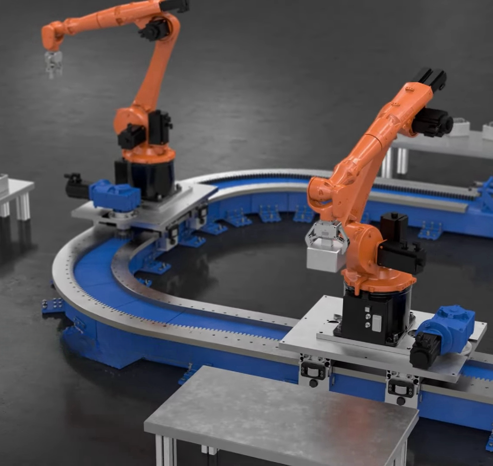 KUKA KR210 R3100-2 Industrial Robot Arm With Robotic Linear Curved Guide Track For Automation Car Welding Painting Solutions