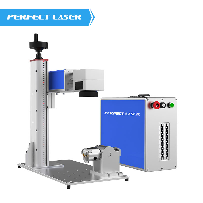Perfect Laser - Jewelry Laser Engraving Machine 50W Fiber Laser With Rotary For Wedding Ring Inside Outside Marking
