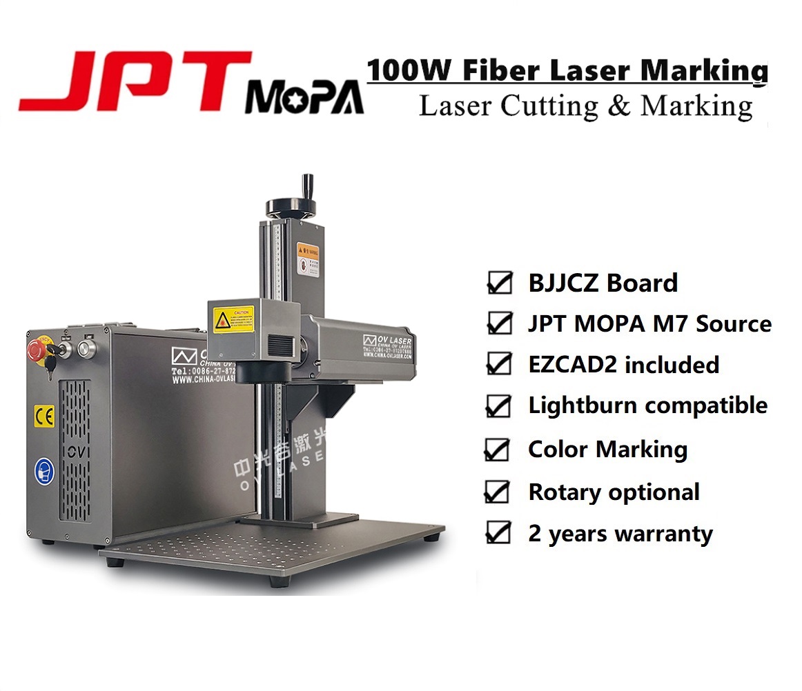 Lightburn Jpt Mopa M7 Laser 50W 60W 100W Mopa Fiber Laser Color Marking Engraving Machine On Metal