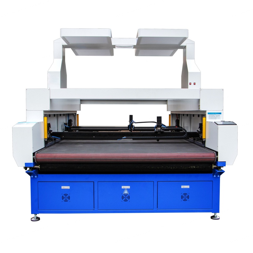 KC New Carbon Dioxide Big Version Fabrics Laser Cutting Machine 2 Laser Heads Water Cooling AI/BMP Support High Productivity