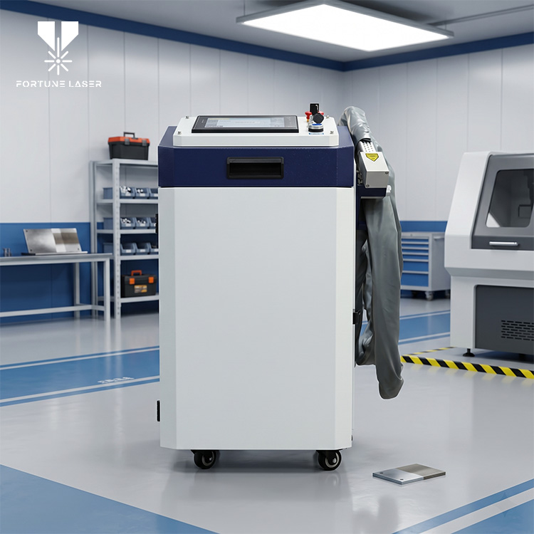 High Efficiency 1500W Water Cooled Laser Cleaning Machine 300MM Width Fast Remove Rust Paint From Large Surfaces