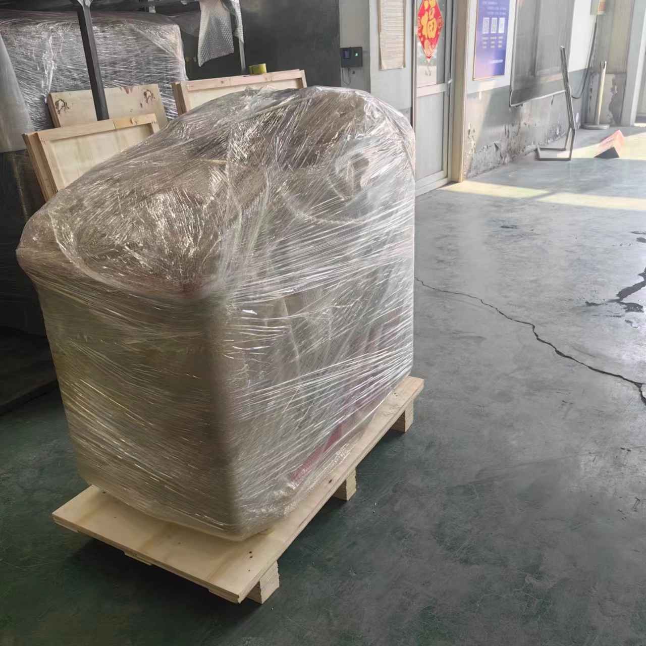 Packaged machine ready for shipping