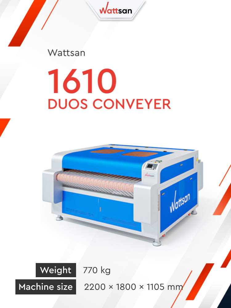 1610 Duos Conveyor CO2 Laser Cutting Machine Dual Head 1600*1000mm Leather Textile Acrylic Fur High-Speed Production