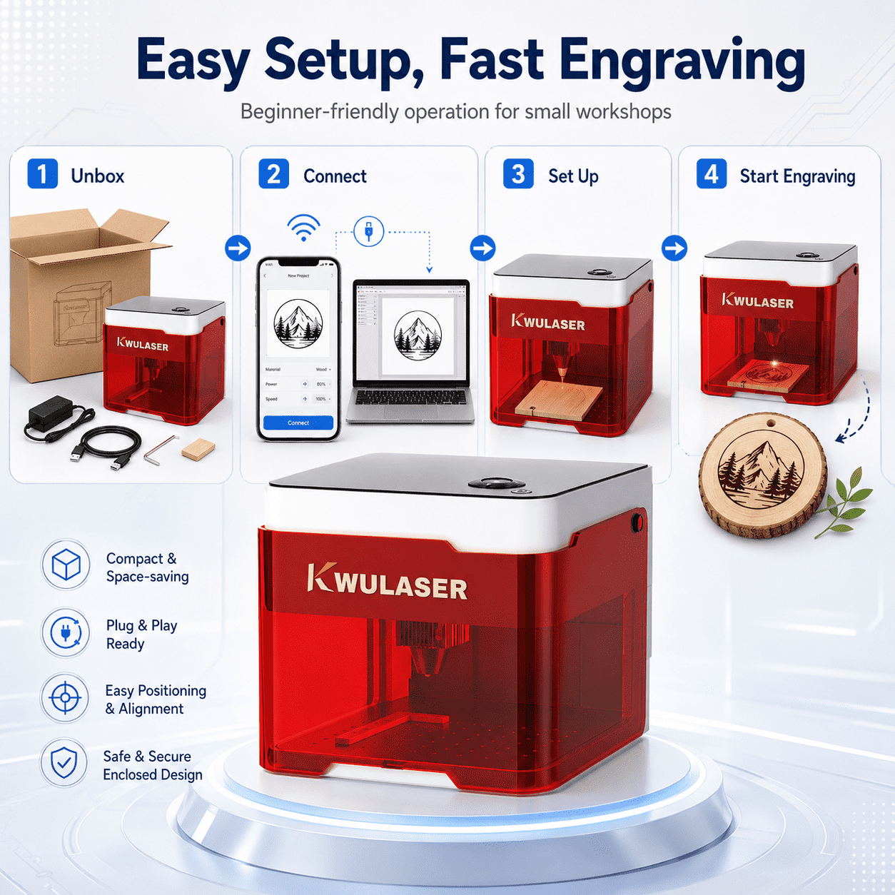 New Mini Laser Engraving Machines Desktop Logo Printer Engraver for Leather Paper Plastic