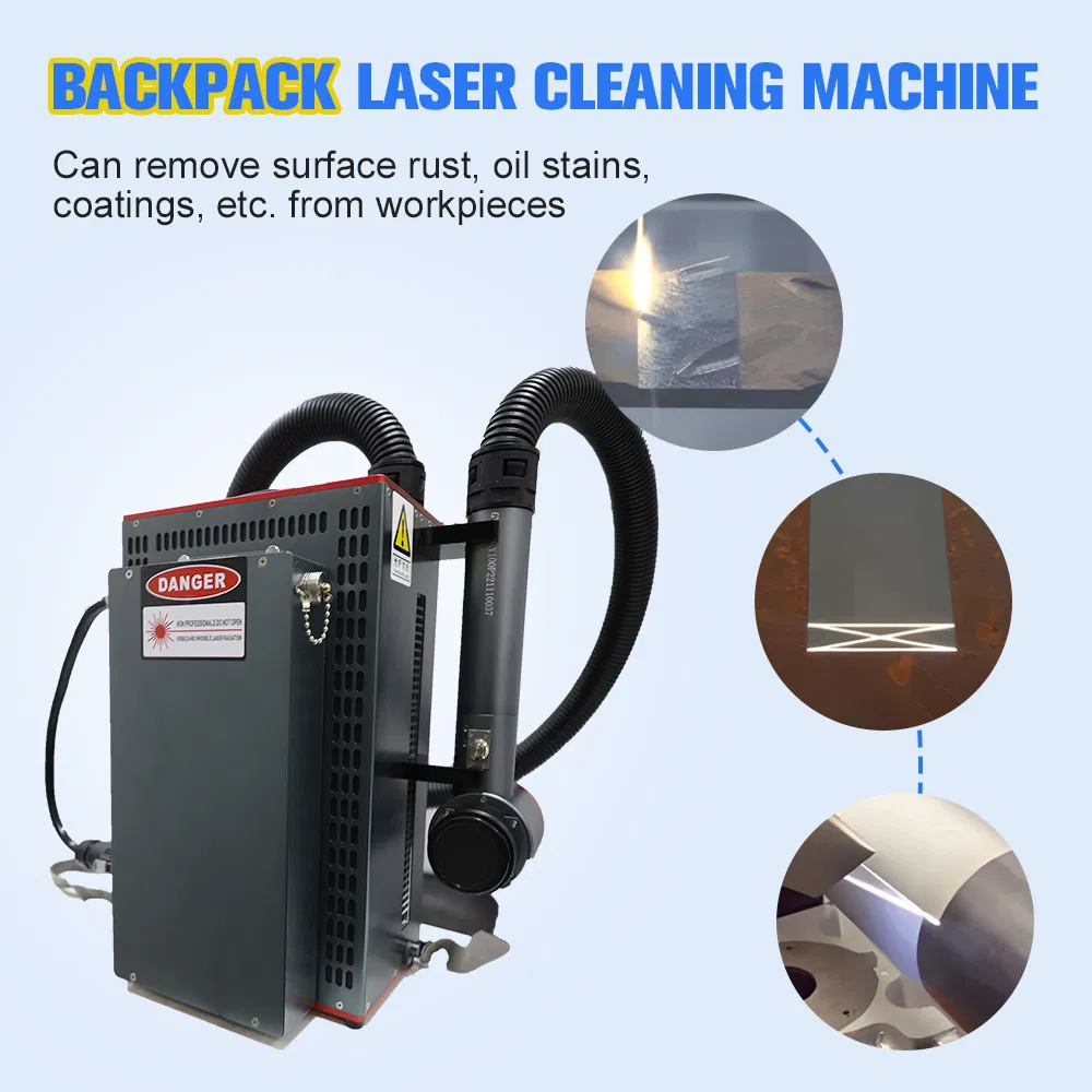 New Design Backpack CE-Certified Portable Laser Cleaning Machine 100W-300W Backpack Laser Rust Removal Machine Ergonomic for Outdoor Confined Space Cleaning
