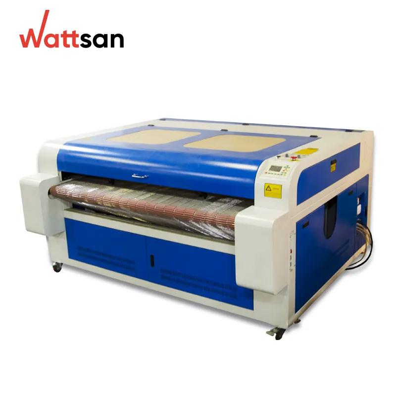 Wattsan 1610 Duos Conveyor CO2 Laser Cutting Machine Dual Head 1600*1000mm Leather Textile Acrylic Fur High-Speed Production