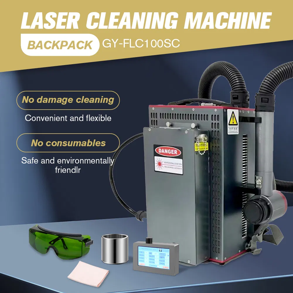 New Design Backpack CE-Certified Portable Laser Cleaning Machine 100W-300W Backpack Laser Rust Removal Machine Ergonomic for Outdoor Confined Space Cleaning