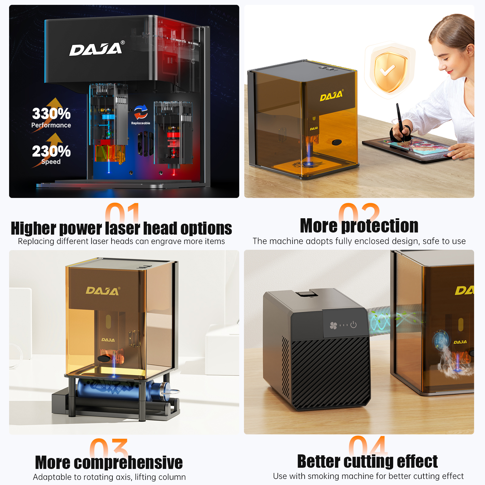 DJ6 Pro Desktop Portable Laser Machine Dual-Beam Blue Red Light for Paper Jewelry Wood Metal Plastic Leather Card Carving