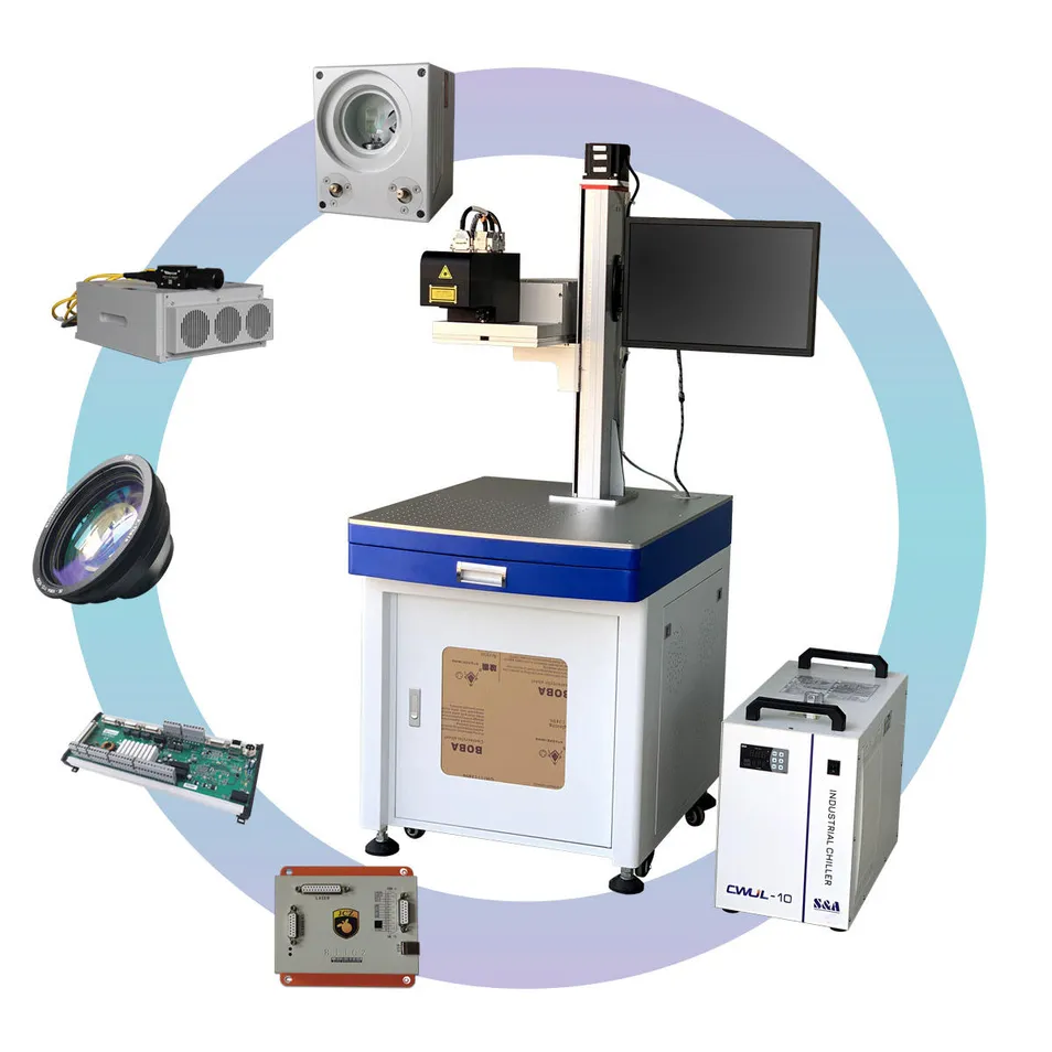 3D UV Laser Marking Machine with 2.5D High Precision, High Speed, and Rotation Function Forglass, Wood, Metal, and Leather