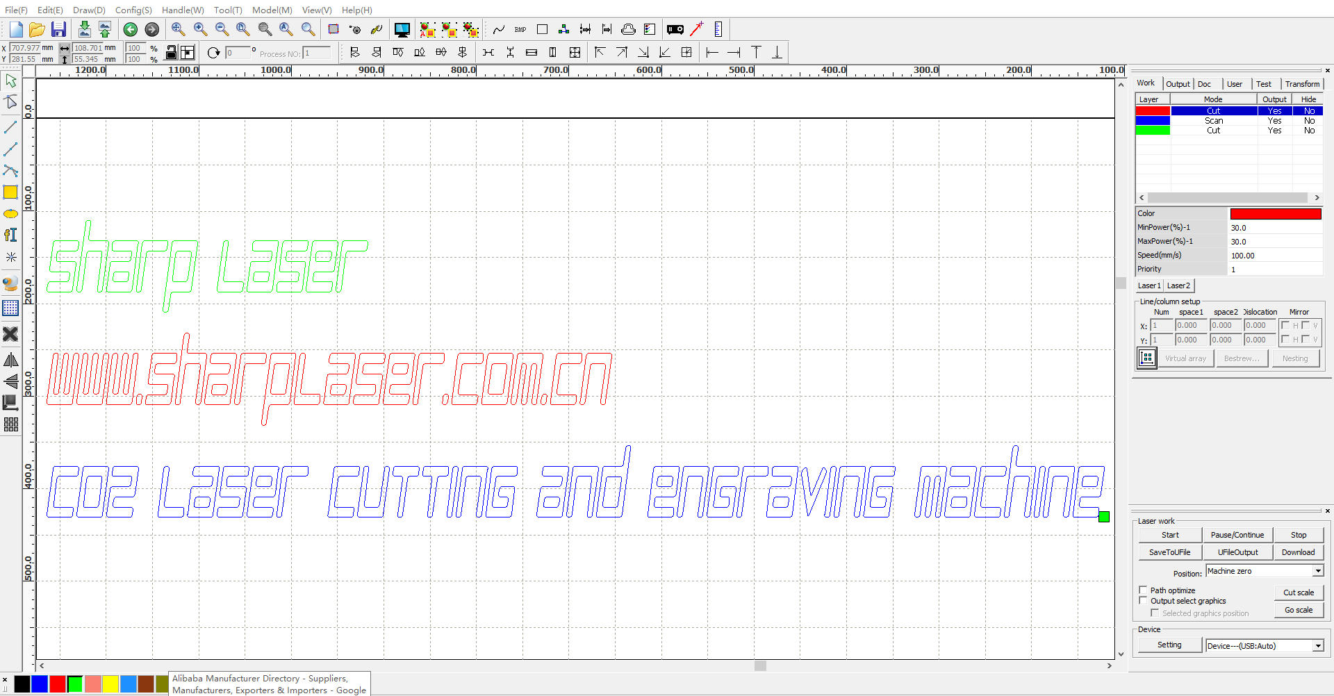 RDWORKS V8 Software interface