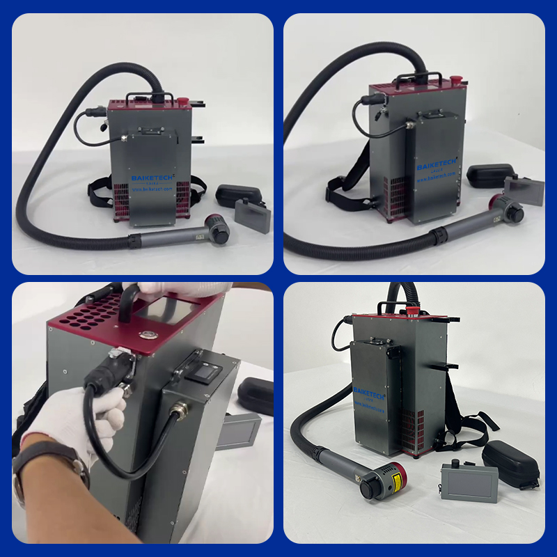 200W Backpack Pulse Laser Cleaning Machine Handheld Mopa Laser Cleaner Paint Oil Rust Coating Removal
