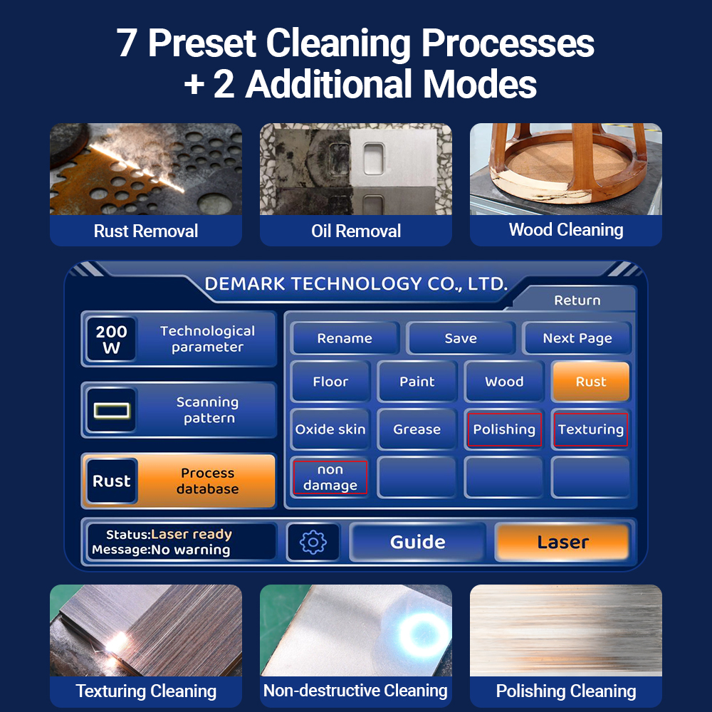 Non-destructive Texturing Polishing Pulse Laser Cleaning Machine 100w 200w Customized Laser Source