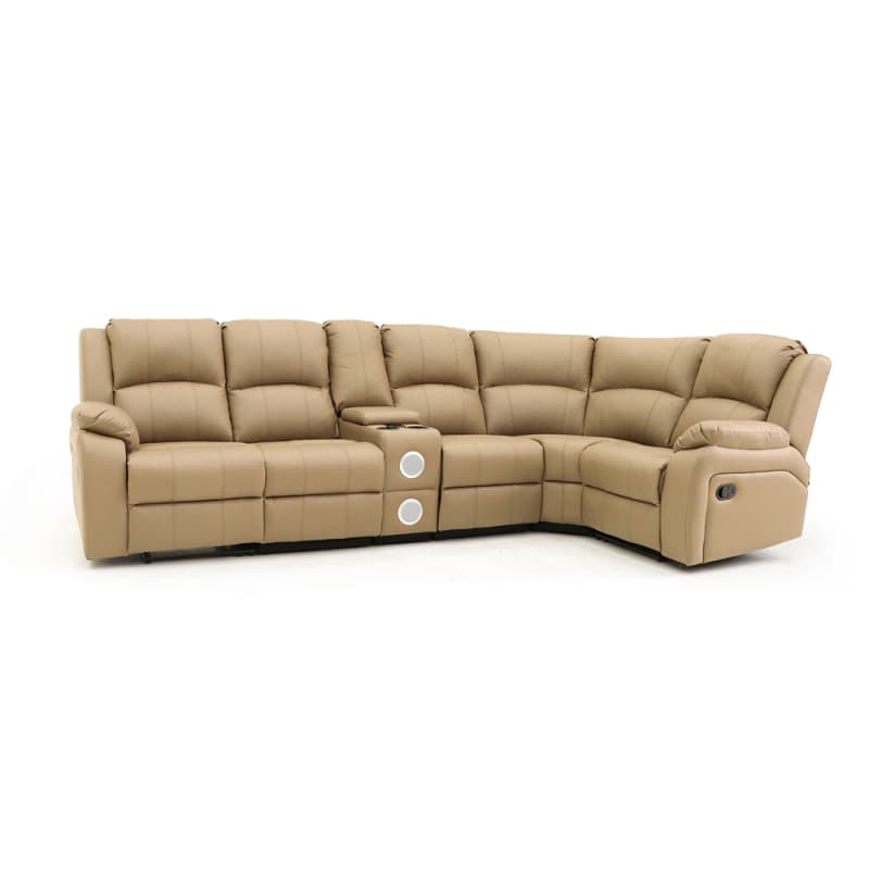 China 9207ML Geeksofa Leather Manual Corner Recliner Sofa with Console & Bluetooth Speaker Pricelist, Quotes