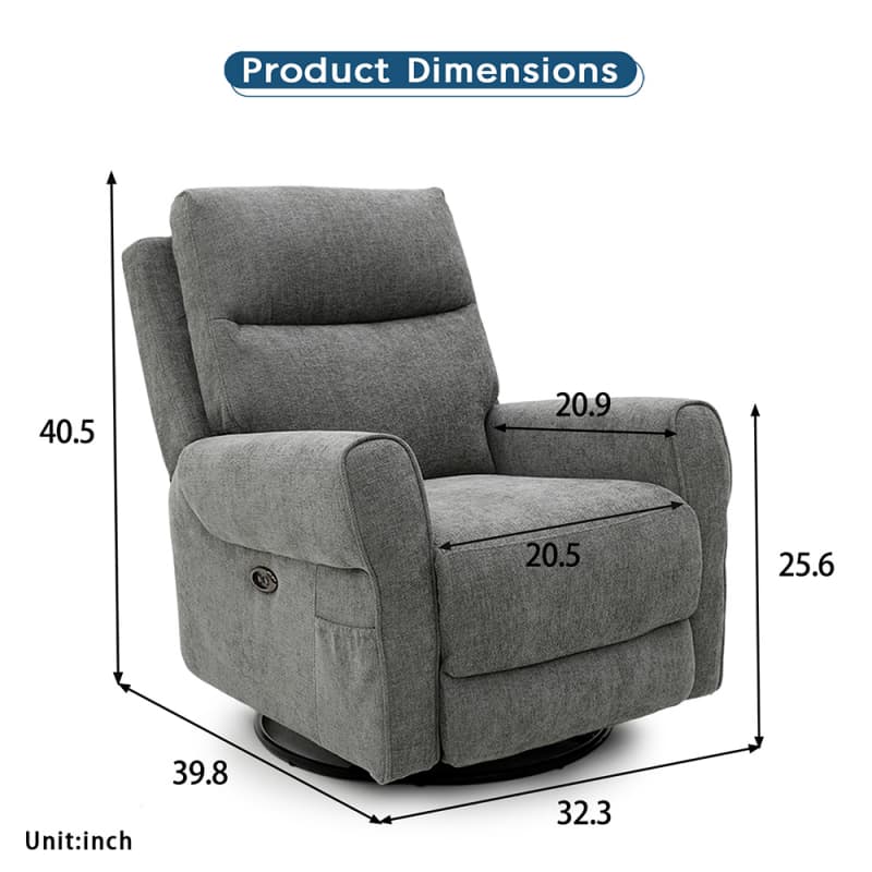 China 9196PF Geeksofa Fabric Power Recliner Chair with Rocking & Swivel Manufacturer, Manufacturers