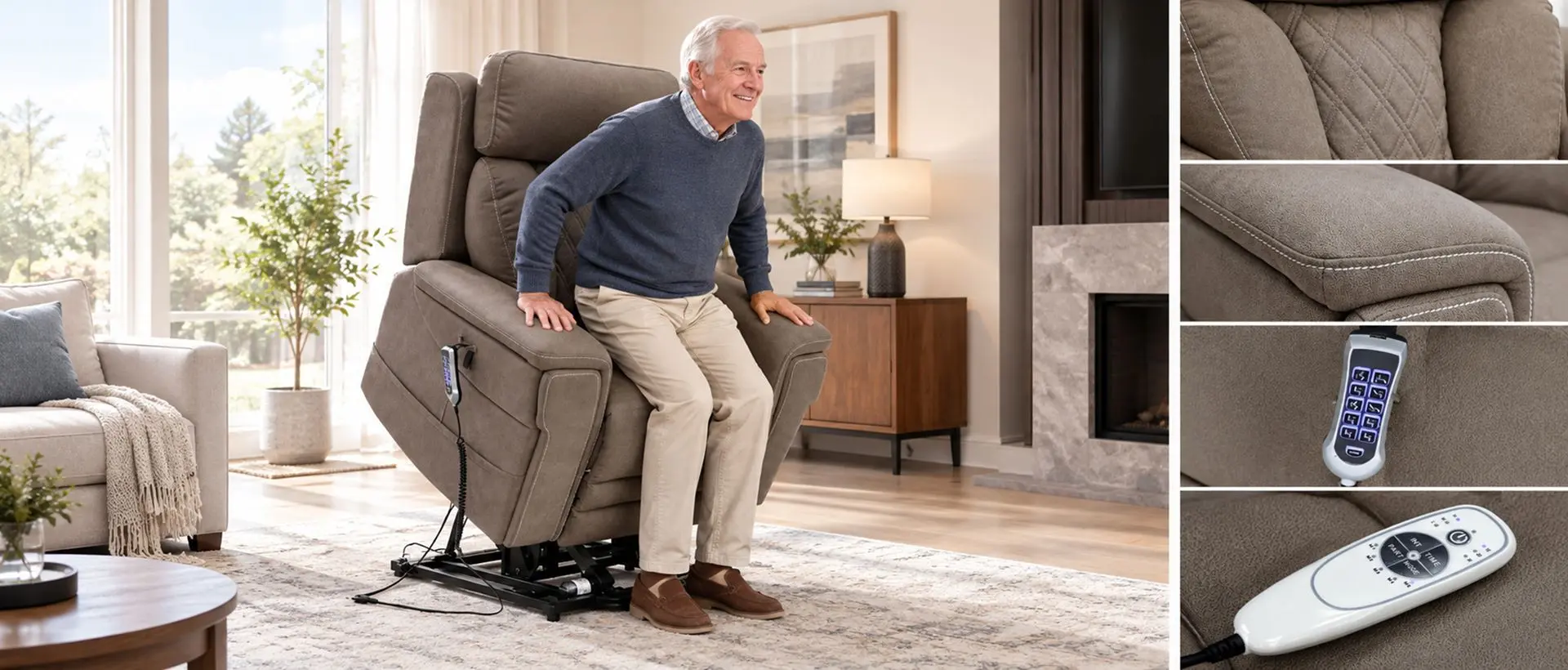 Home theater seating row with reclining function