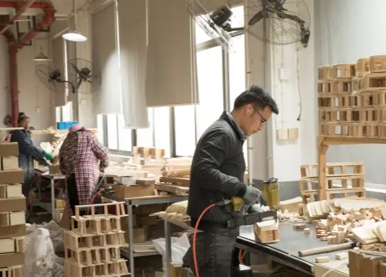 Wooden frame stapling and assembly