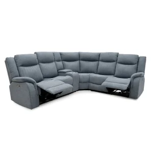 China 8043PF Geeksofa Fabric Power Corner Recliner Sofa with Console