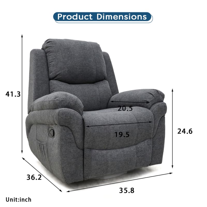 Wholesale 9017MF Geeksofa Fabric Manual Recliner Chair with Rocking & Swivel Manufacturers, Supplier