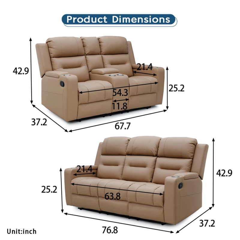 China 9271ML Geeksofa Leather Manual Motion Recliner Sofa Set with Console & Drop Down Table Manufacturer, Pricelist