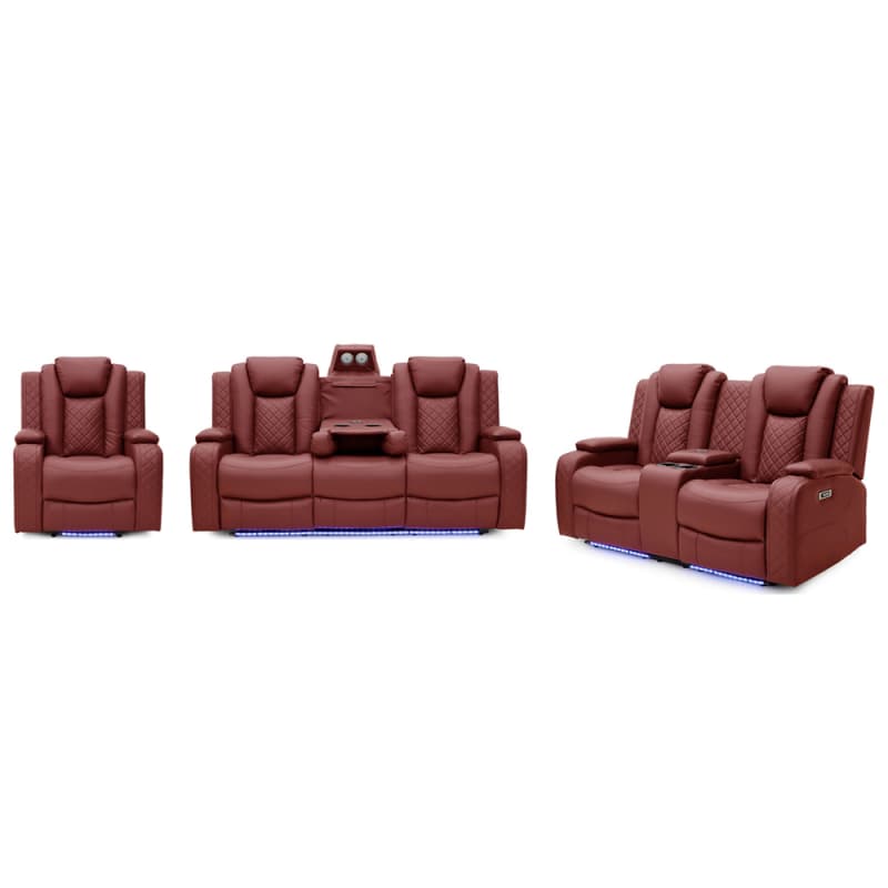 Wholesale 8042PL Geeksofa Home Theater Recliner Seating with Console & Drop Down Table & LED Ambient Light Manufacturers, Quotes