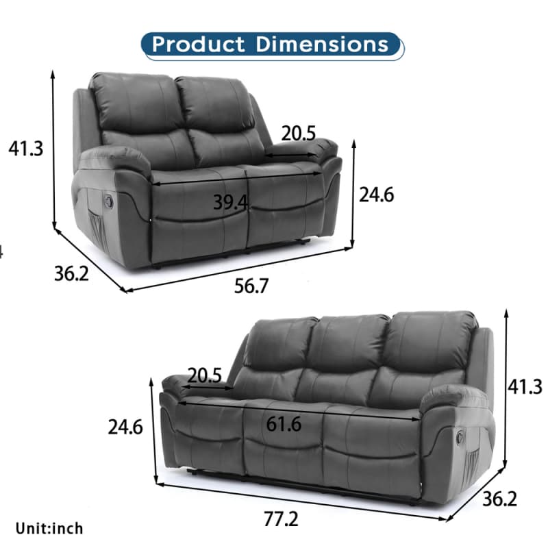 Wholesale 9017ML Geeksofa Leather Manual Motion Recliner Sofa Set Manufacturer, Supplier
