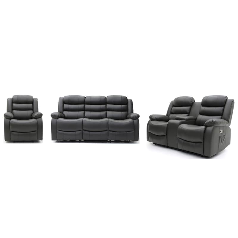 Wholesale 9204PL Geeksofa Leather Power Motion Recliner Sofa Set with Console Supplier, Factories