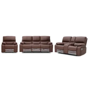 Wholesale 9080ML Geeksofa Leather Manual Motion Recliner Sofa Set with Console Supplier, Quotes