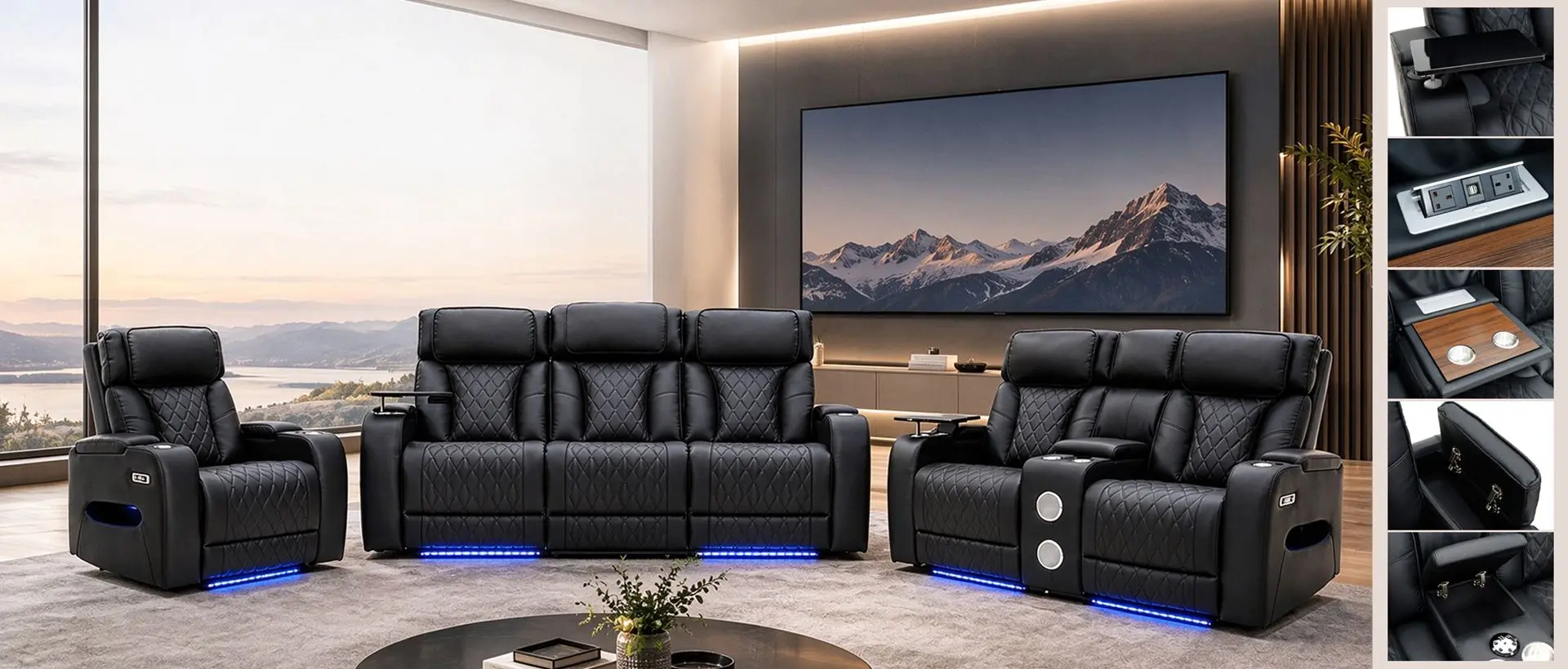 Corner sectional recliner sofa for living room retail