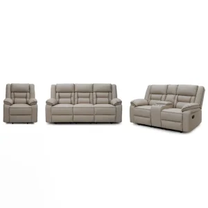 China 9094ML Geeksofa Leather Manual Motion Recliner Sofa Set with Console