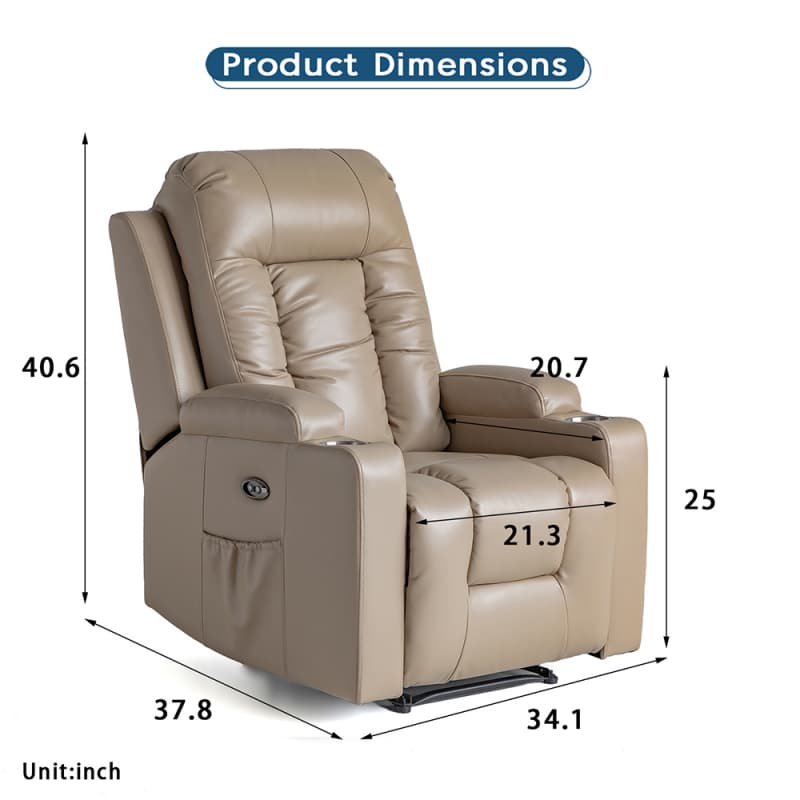 Wholesale 9004PL Geeksofa Leather Power Recliner Chair with Cup Holder Supplier, Pricelist
