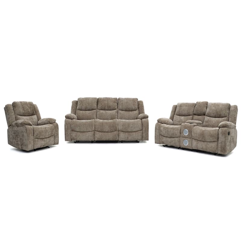China 9206MF Geeksofa Fabric Manual Motion Recliner Sofa Set with Console & Bluetooth Speaker Manufacturers, Factory
