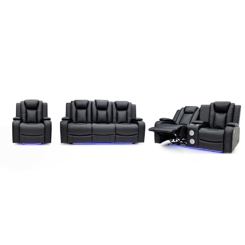 Wholesale 8029PL Geeksofa Home Theater Recliner Seating with Console & Drop Down Table & Bluetooth Speaker Suppliers, Factory