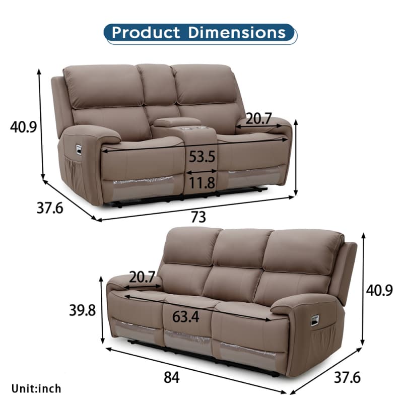 China 9223ML Geeksofa Leather Manual Motion Recliner Sofa Set with Drop Down Table Factories, Pricelist