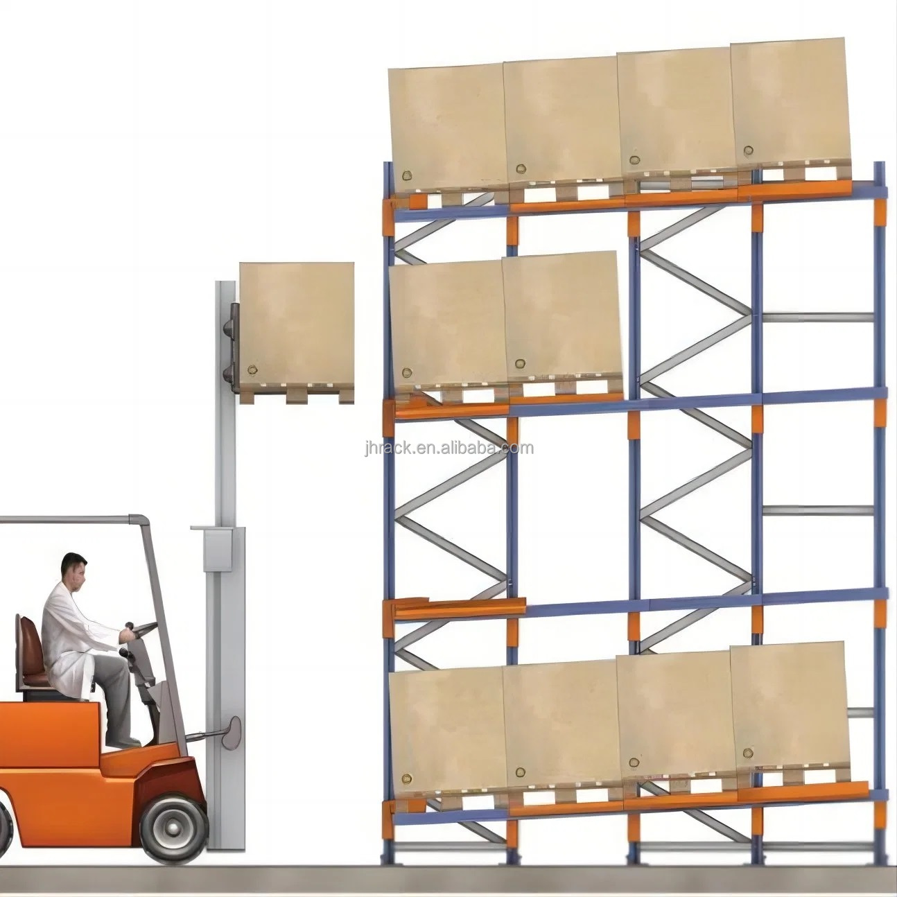 Slide System Warehouse Equipment Steel Shelving Industrial Metal Storage Shelves Push-Back Push Pallet Racking for Sale