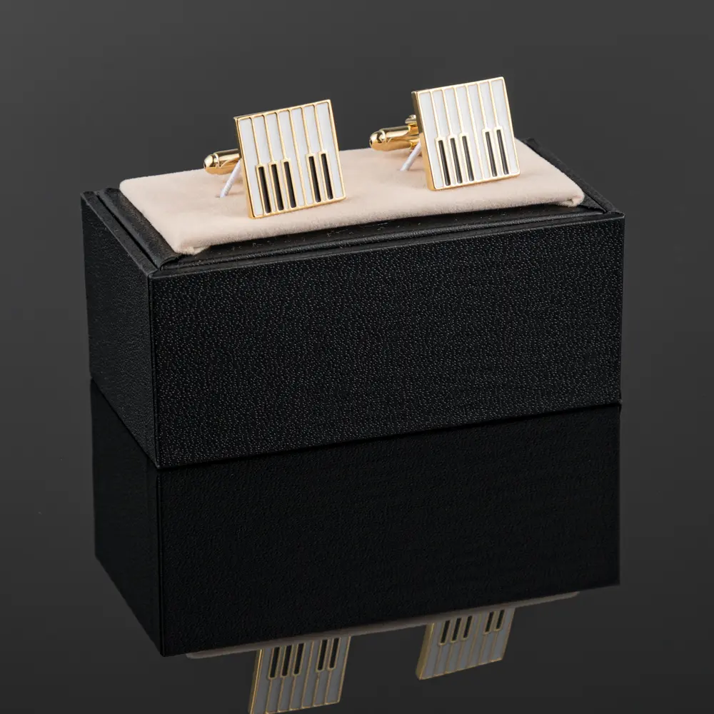 OEM JINJIE Factory Wholesale Fancy Square Gold Piano Keys Cufflinks Men Gifts Fashion Accessory CC8945 Factory, Company