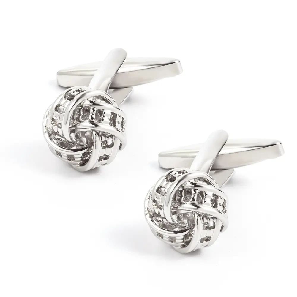 OEM Classic Fashion Elegant Cufflinks Custom Metal Brass Knot Cuff links for Men Company, Companies