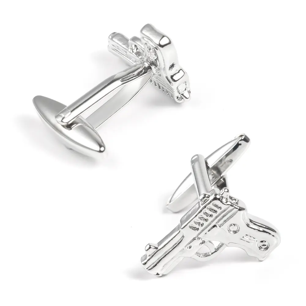 Wholesale Funny High Quality Silver Novelty Pistol/ Hand Gun Shape Design Cufflinks for Men Shirt CL0039-S Supplier, Suppliers