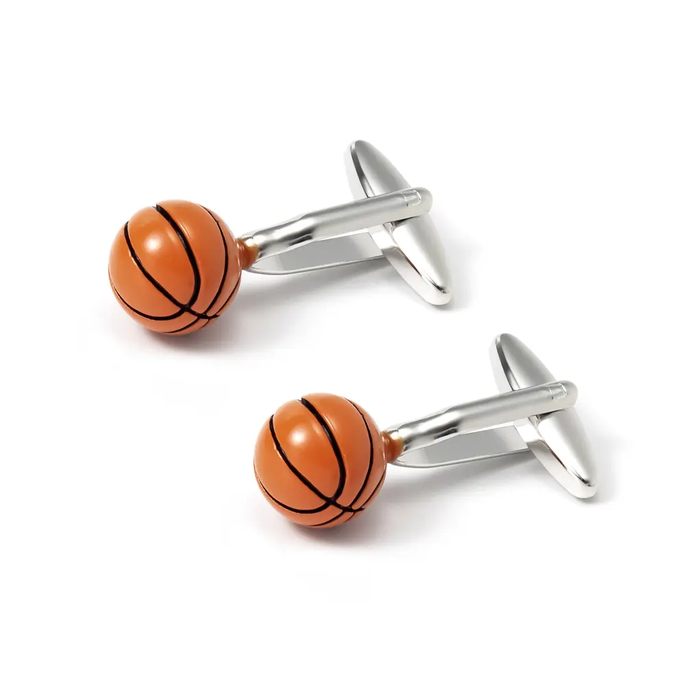 OEM High Quality Mens Sports Yellow Basketball Cufflinks Copper Material CC0067-Y Company, Companies