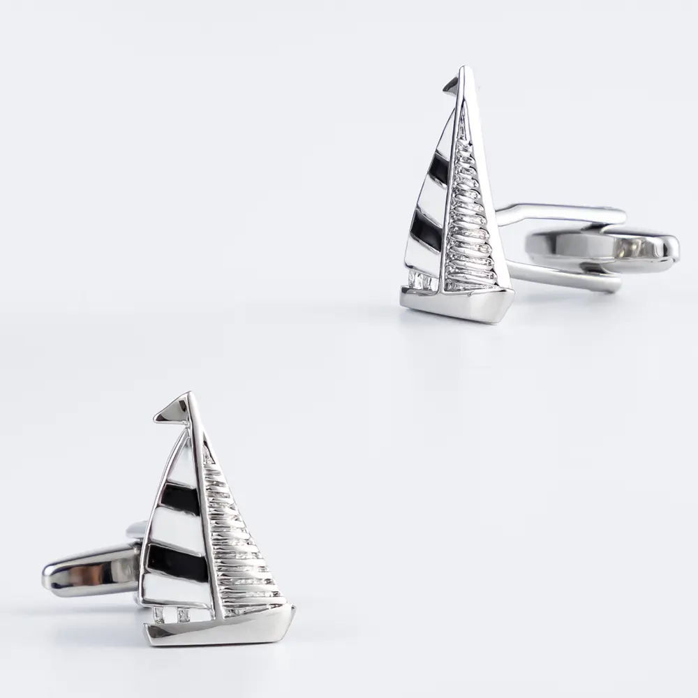 Custom High Quality Brass Material Blue &Slue Enamel Boat Cufflinks For Men Shirt CC0284 Factories, Exporter