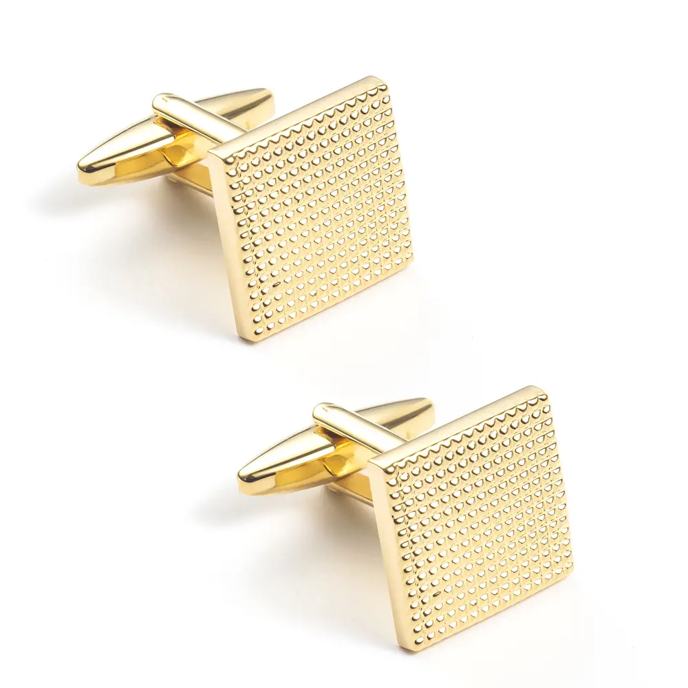 OEM Latest Design Retro Golden Square Dot Brass Material Men Cufflinks For Shirts CL0190-G Manufacturer, Factory