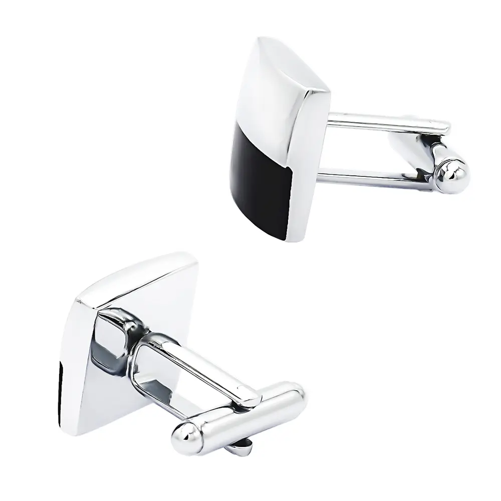ODM JINJIE Wholsale Gentleman Business Half Black Enamel Square Men Cufflinks CC-Q013-1 Factories, Companies