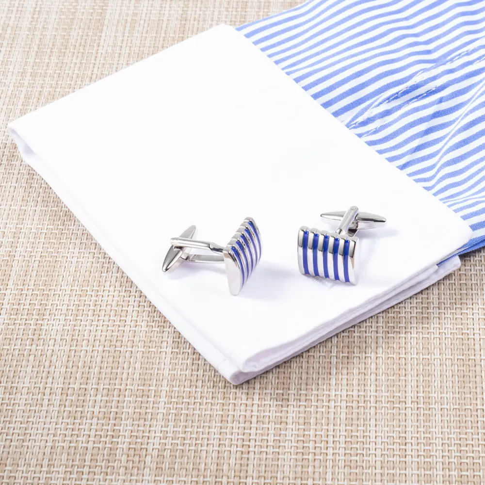 Wholesale Blue Strip Enamel Cufflinks Custom Men's Suit Shirt Fashion Accessory CC0314