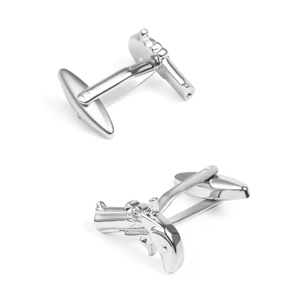 Wholesale Novelty Silver Derringer Pistol Gun Shape Cufflinks Men's Suit Shirt Fashion Accessory CL0034-S