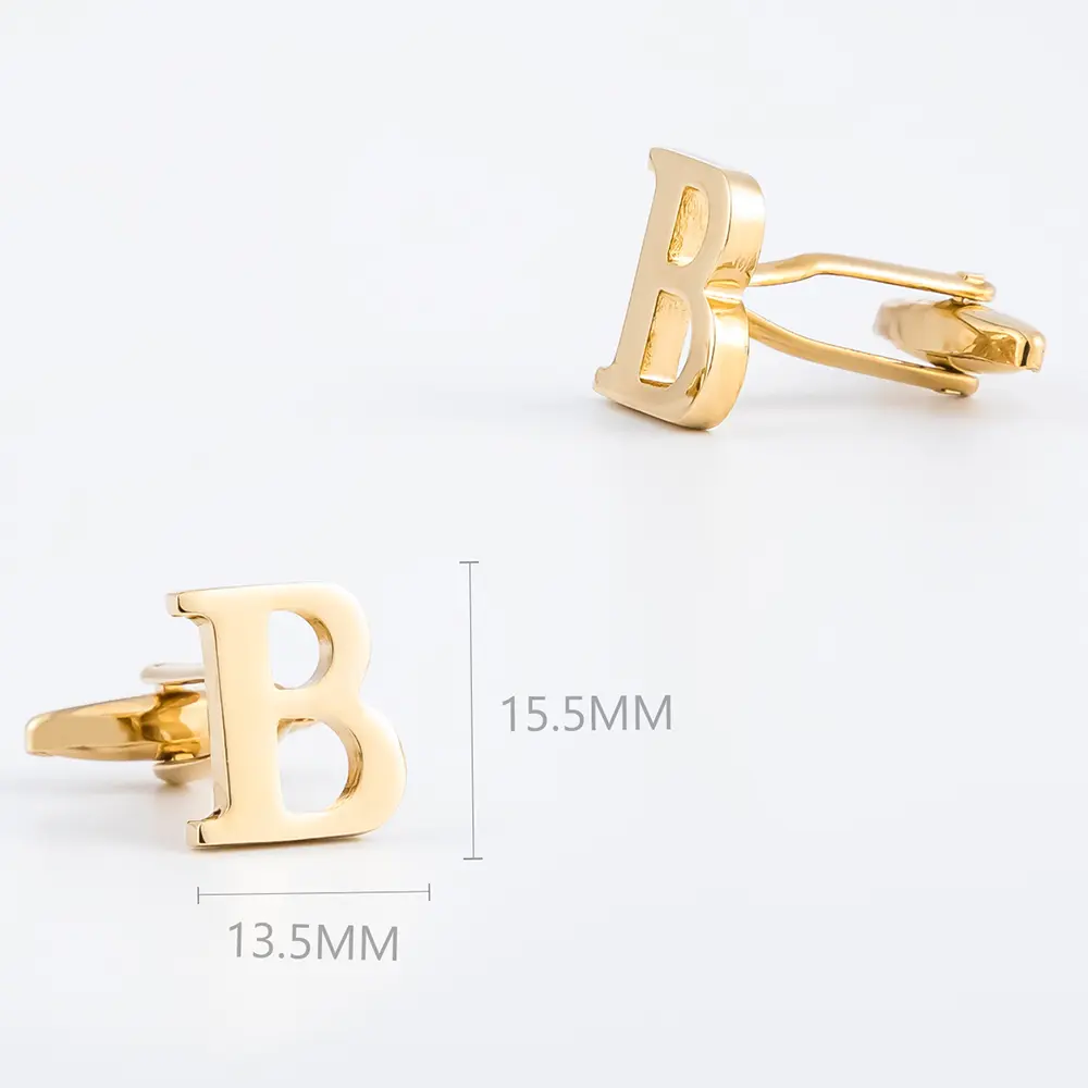 ODM Manufacturer High Quality Metal Brass Hollow Gold Initial Letter Alphabet Cufflinks For Mens CL0001-G Manufacturer, Factories