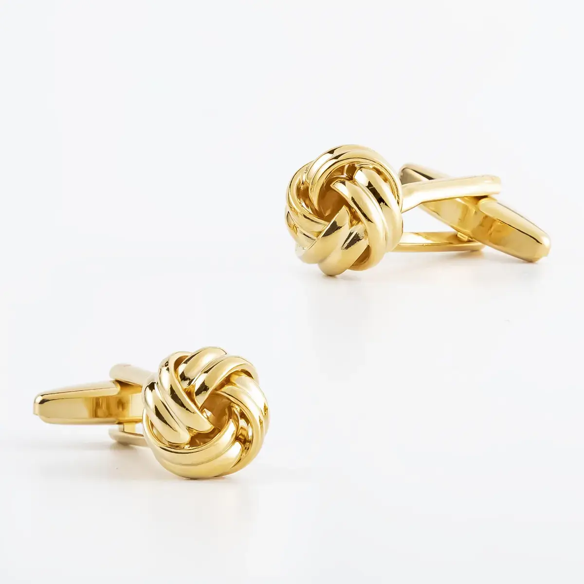 Custom Classic Fashion Promotional Metal Brass Mens Knot Cufflinks Golden Color Manufacturers, Factory