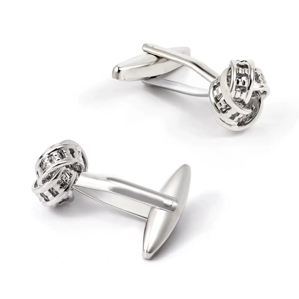 OEM Classic Fashion Elegant Cufflinks Custom Metal Brass Knot Cuff links for Men Company, Companies