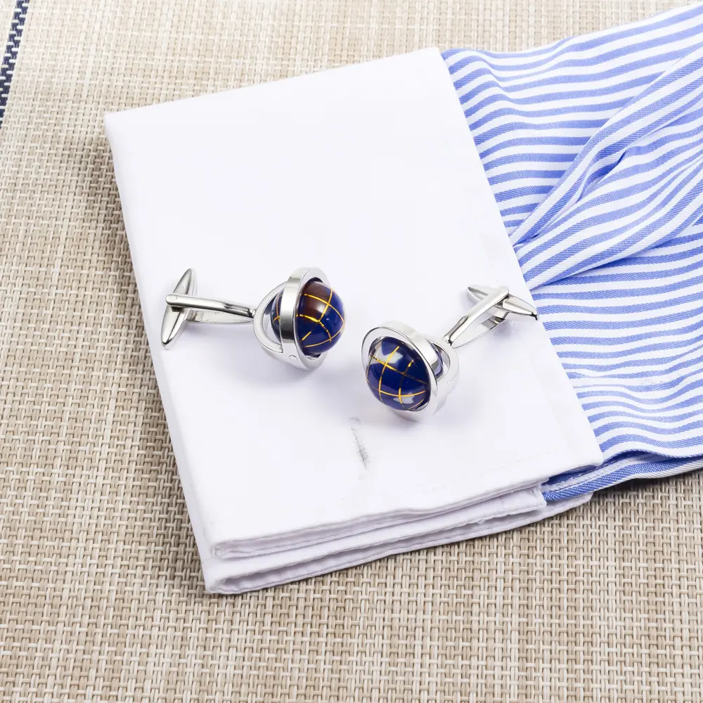 Wholesale Novelty Functional Rotatable Globe Design Quality Brass Material Cuff Links Wholesale & Retail Factories, Companies