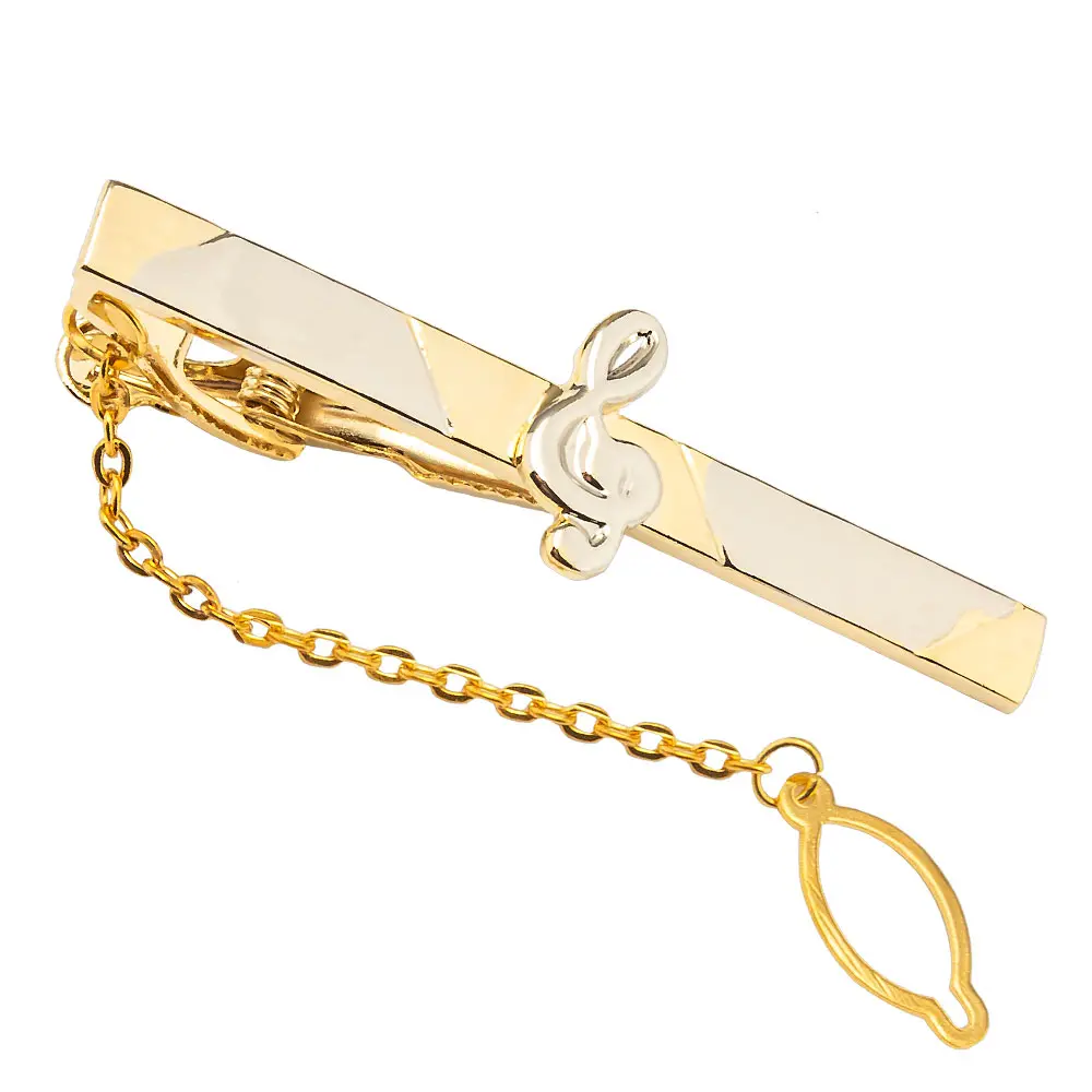 OEM China Factory Mens Accessories Classic Design Business Gold Musical Tie Clip With Chain TL0024 Manufacturers, Suppliers
